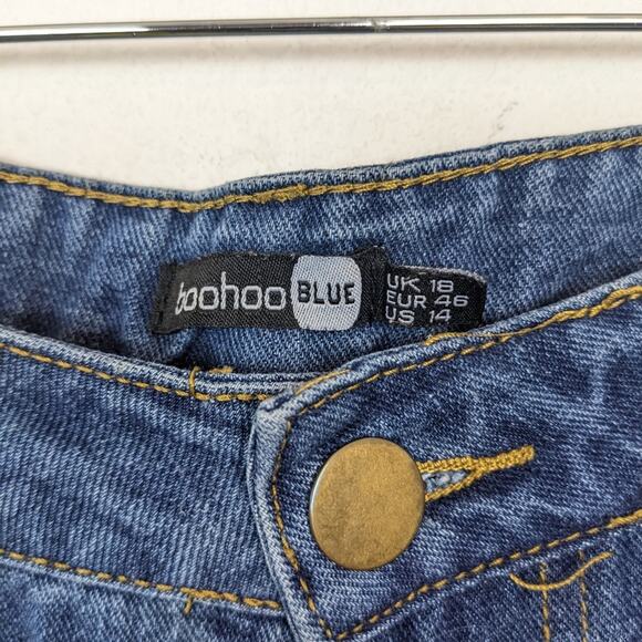 Boohoo Blue Classic Slim Leg Ankle Crop Jeans Size 14 - Picture 6 of 7